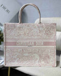 Dior M1286 Large Book Tote Pink Toile de Jouy Embroidery