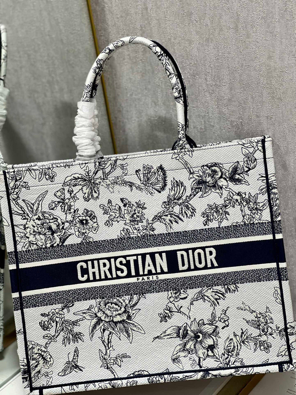 Dior M1286 Large Book Tote Powder Jardin Botanique Embroidery Beige