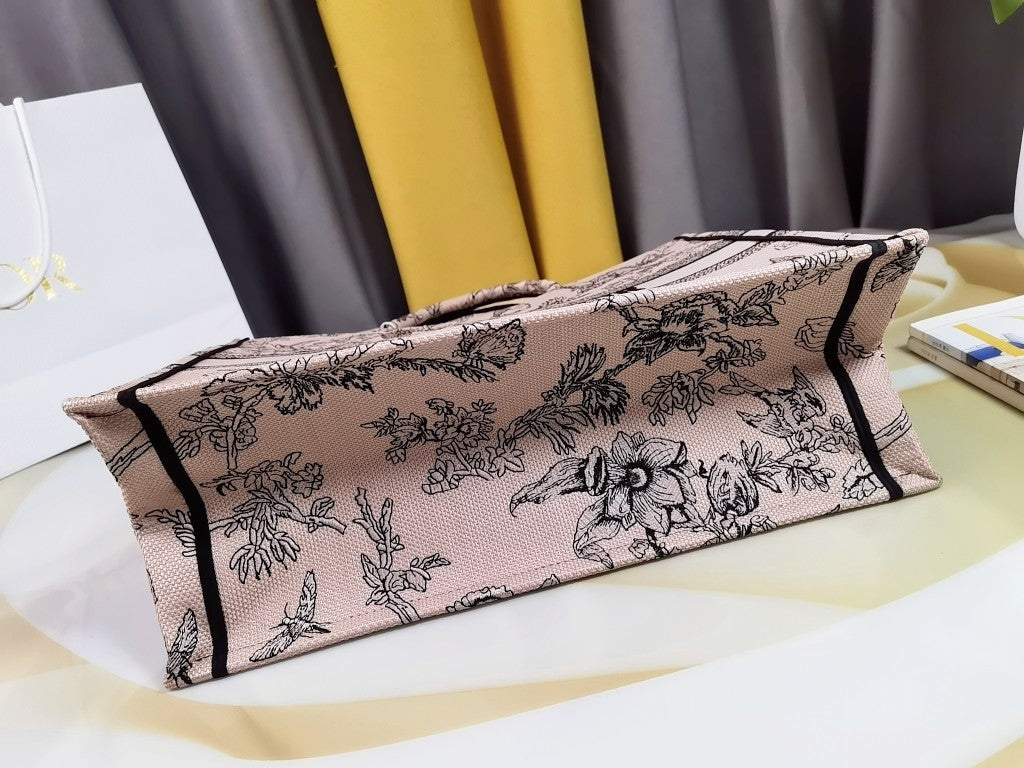 Dior M1286 Large Book Tote Powder Pink Jardin Botanique Embroidery