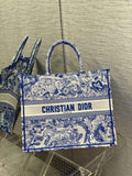 Dior M1286 Large Book Tote Toile de Blue Jouy Reverse Embroidery