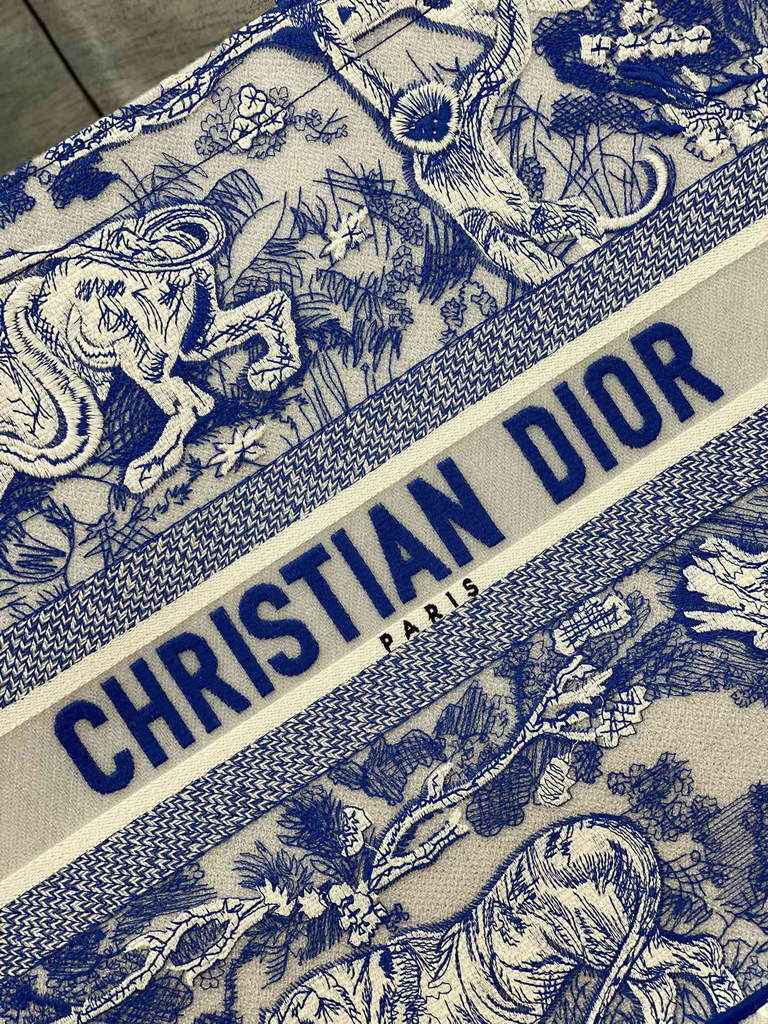 Dior M1286 Large Book Tote Toile de Blue Jouy Reverse Embroidery