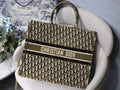 Dior M1286 Large Book Tote Tan velvet Oblique Embroidery