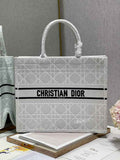 Dior M1286 Large Book Tote White Cannage Raffia