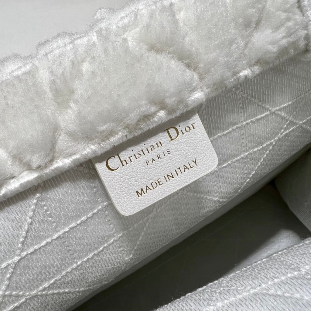 Dior M1296 Medium Book Tote Bag White Cannage