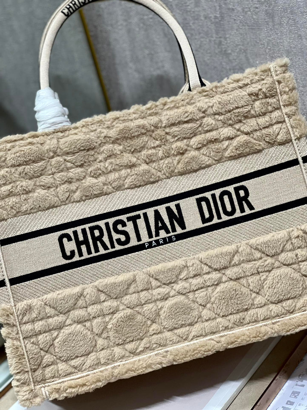 Dior M1296 Medium Book Tote Bag Apricot Cannage