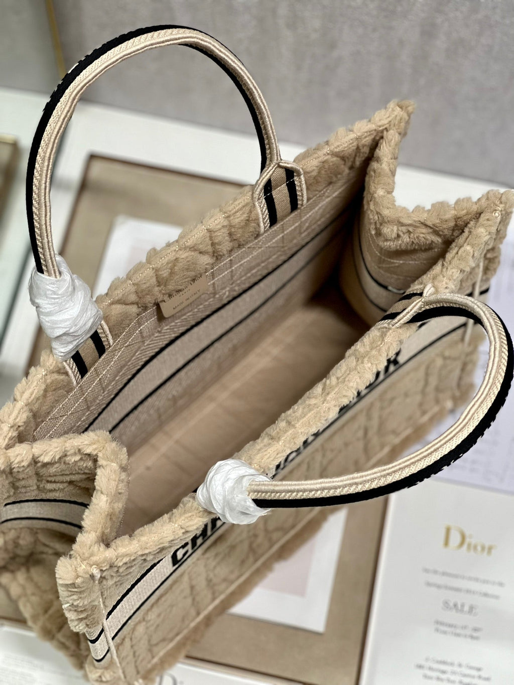 Dior M1296 Medium Book Tote Bag Apricot Cannage
