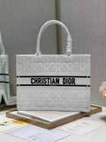 Dior M1296 Medium Book Tote Bag Cannage White