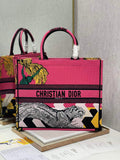 Dior M1296 Medium Book Tote Pink D-Jungle Pop Embroidery