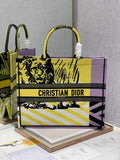 Dior M1296 Medium Book Tote Yellow D-Jungle Pop Embroidery