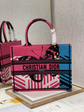 Dior M1296 Medium Book Tote Plum Butterfly D-Jungle Pop Embroidery