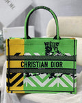 Dior M1296 Medium Book Tote Green D-Jungle Pop Embroidery
