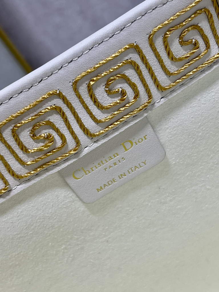 Dior M1296 Medium Book Tote Gold Multicolor Embroidery