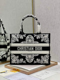 Dior M1296 Medium Book Tote Black Multicolor Embroidery