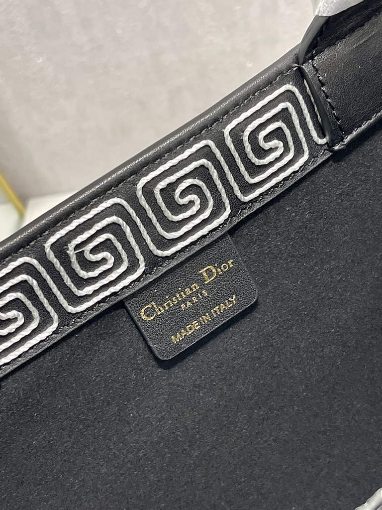 Dior M1296 Medium Book Tote Black Multicolor Embroidery