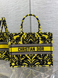 Dior M1296 Medium Book Tote Yellow flower Multicolor Embroidery