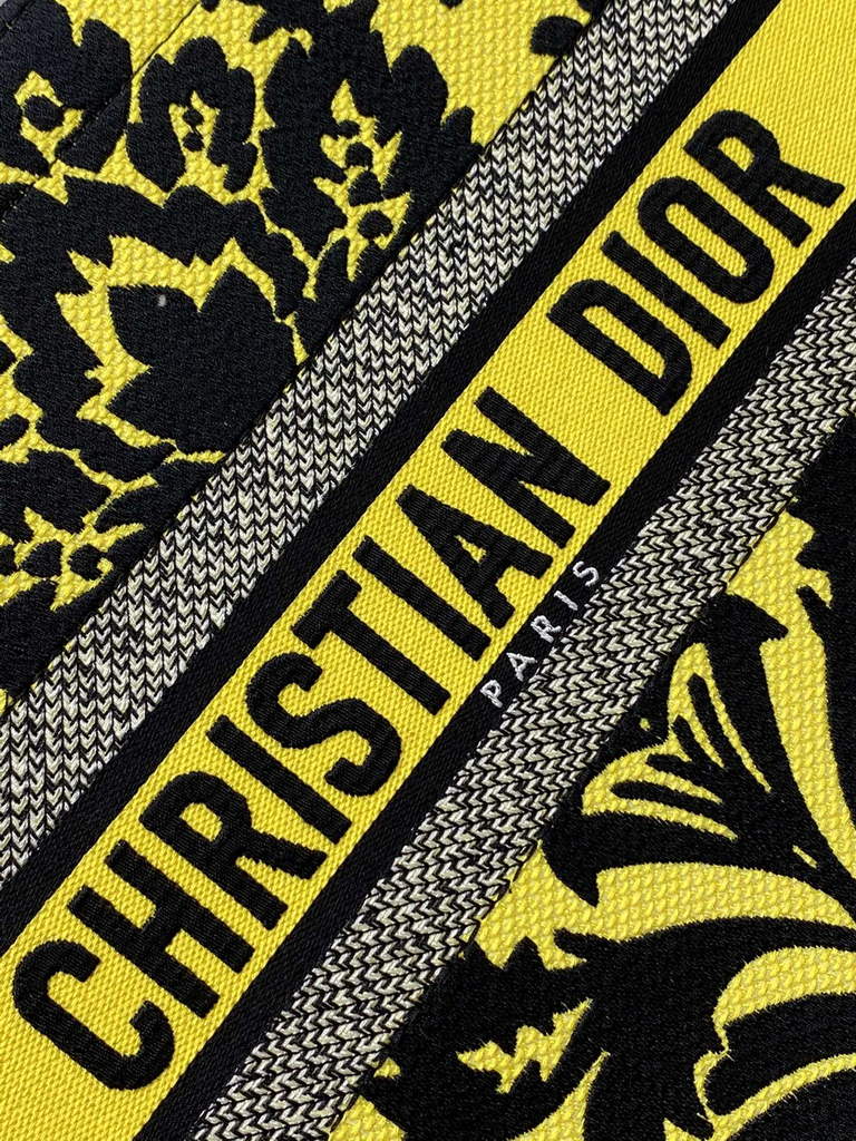 Dior M1296 Medium Book Tote Yellow flower Multicolor Embroidery