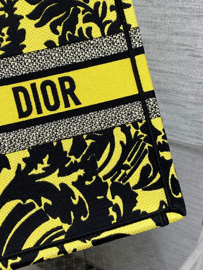 Dior M1296 Medium Book Tote Yellow flower Multicolor Embroidery