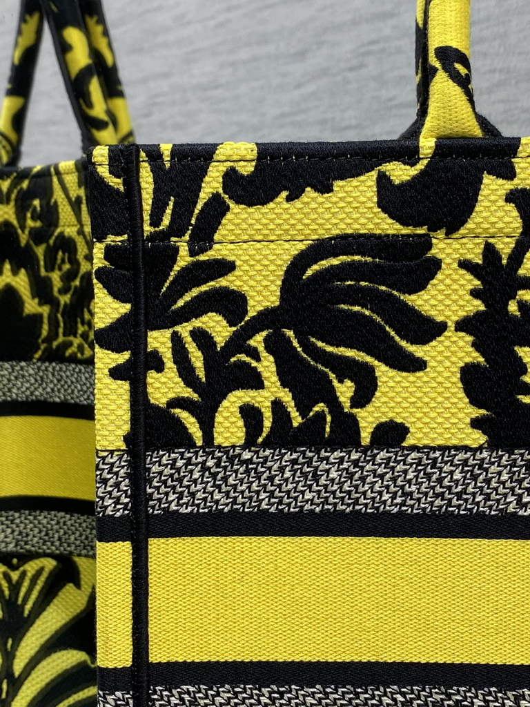 Dior M1296 Medium Book Tote Yellow flower Multicolor Embroidery