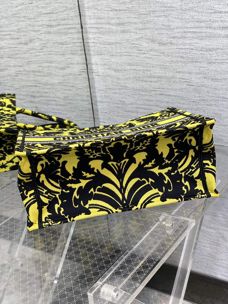 Dior M1296 Medium Book Tote Yellow flower Multicolor Embroidery