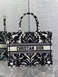Dior M1296 Medium Book Tote Black flower Multicolor Embroidery