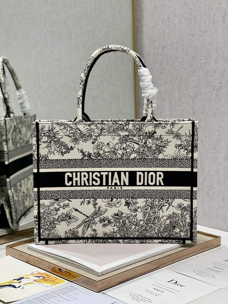 Dior M1296 Medium Book Tote dragonfly Multicolor Beige