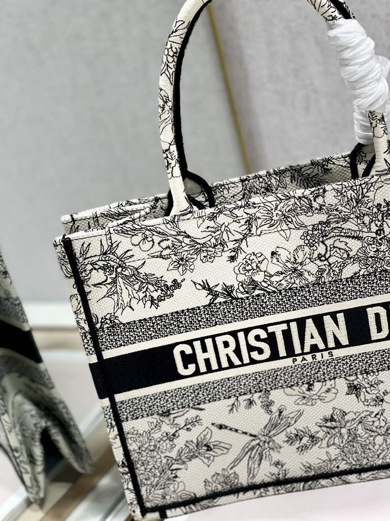 Dior M1296 Medium Book Tote dragonfly Multicolor Beige