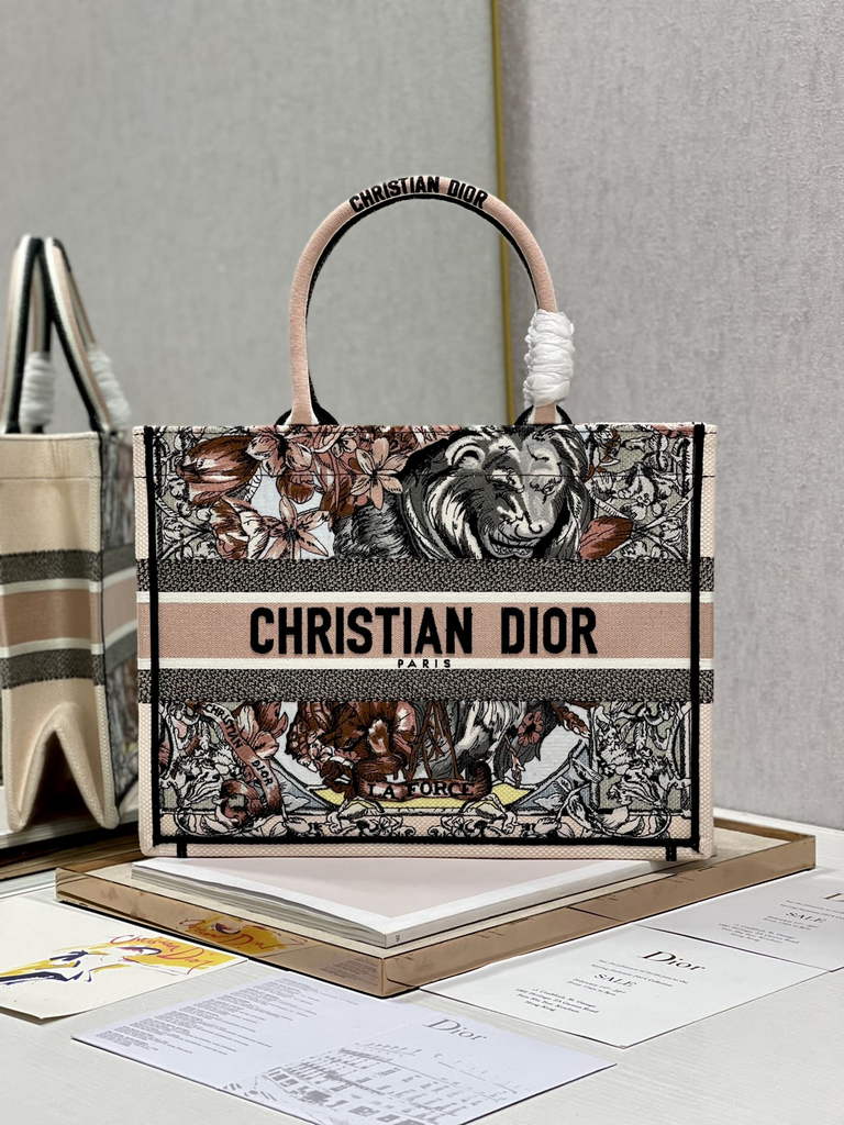 Dior M1296 Medium Book Tote dragonfly Multicolor Pink
