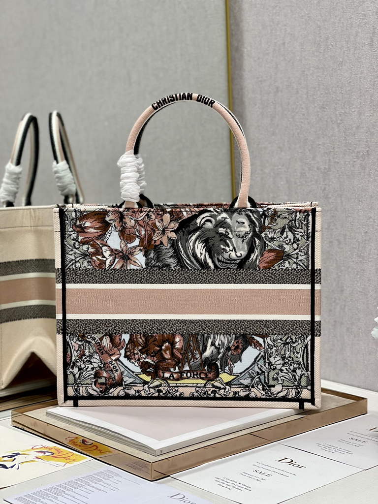 Dior M1296 Medium Book Tote dragonfly Multicolor Pink