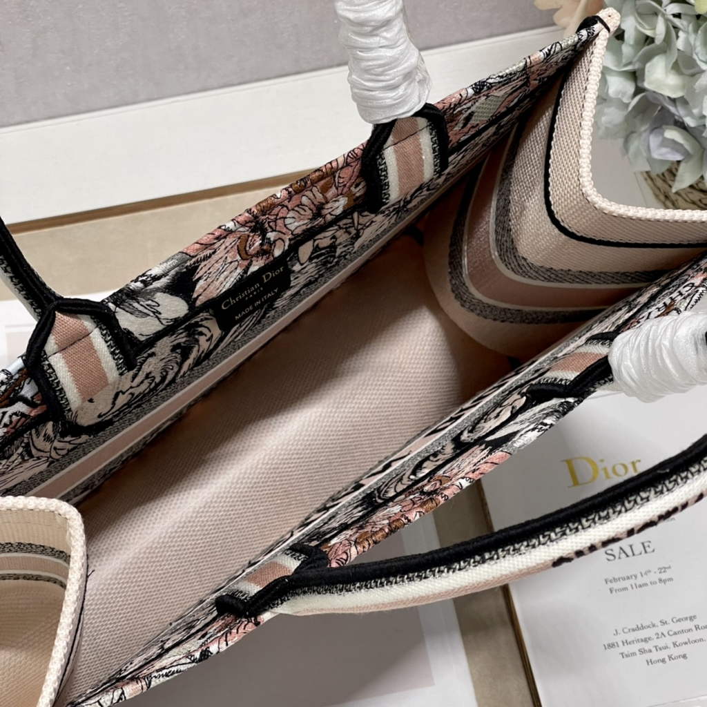 Dior M1296 Medium Book Tote dragonfly Multicolor Pink