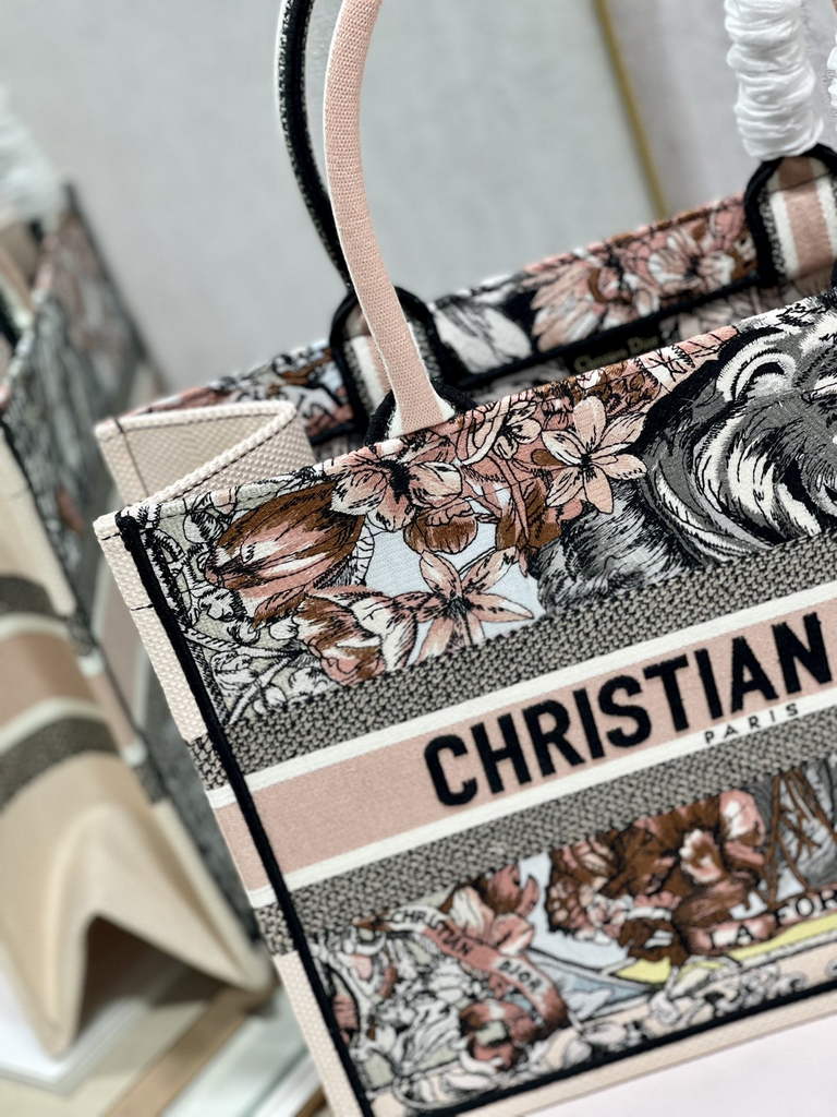 Dior M1296 Medium Book Tote dragonfly Multicolor Pink