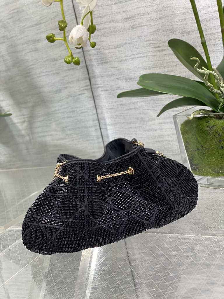 Dior M2340 Dream Bucket Bag Black Cannage Cotton with Bead Embroidery - Default Title - View 4