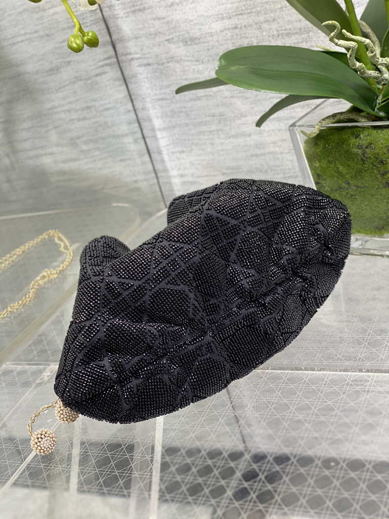 Dior M2340 Dream Bucket Bag Black Cannage Cotton with Bead Embroidery - Default Title - View 7