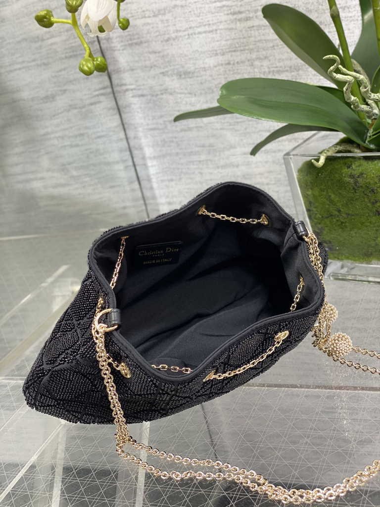 Dior M2340 Dream Bucket Bag Black Cannage Cotton with Bead Embroidery - Default Title - View 8