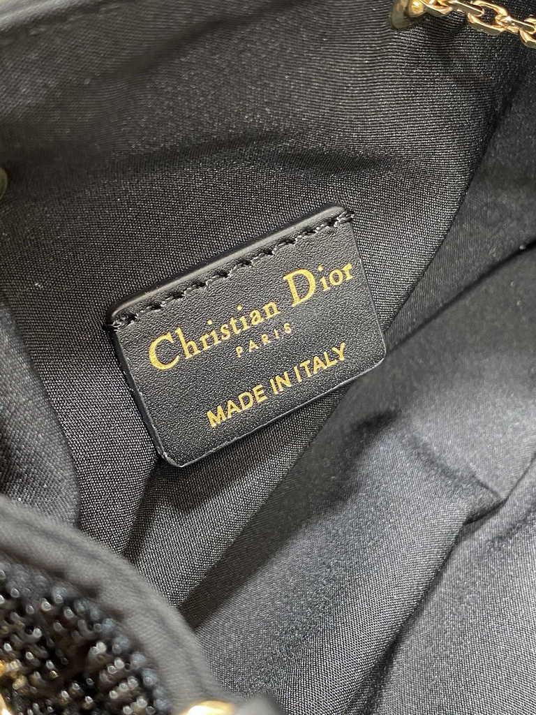 Dior M2340 Dream Bucket Bag Black Cannage Cotton with Bead Embroidery - Default Title - View 9