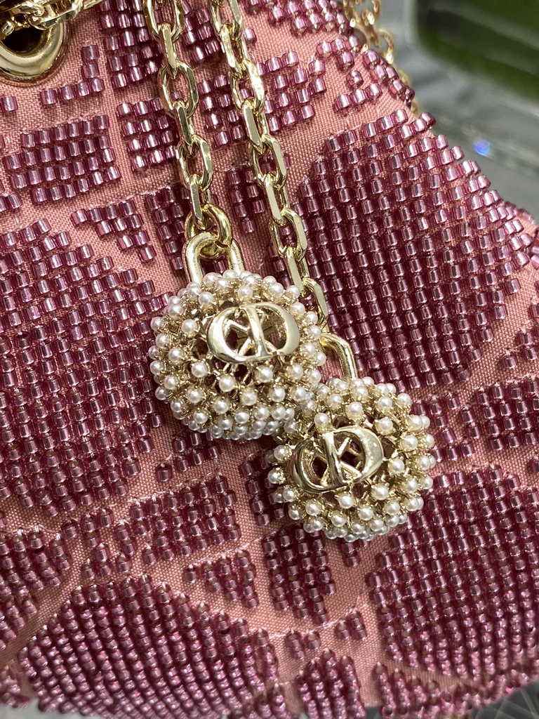 Dior M2340 Dream Bucket Bag Ethereal Pink Cannage Cotton with Bead Embroidery - Default Title - View 5