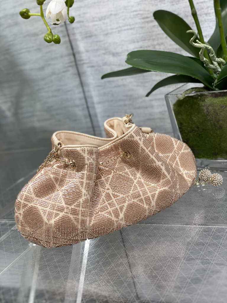 Dior M2340 Dream Bucket Bag Dusty Ivory Cannage Cotton with Bead Embroidery - Default Title - View 4