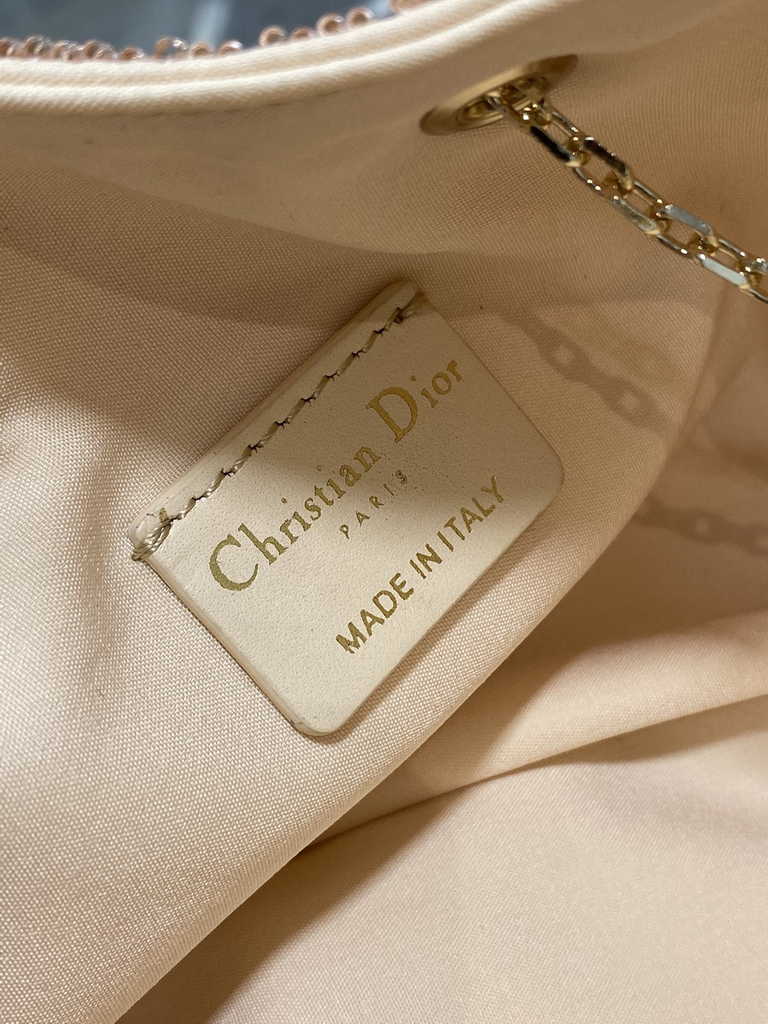 Dior M2340 Dream Bucket Bag Dusty Ivory Cannage Cotton with Bead Embroidery - Default Title - View 9