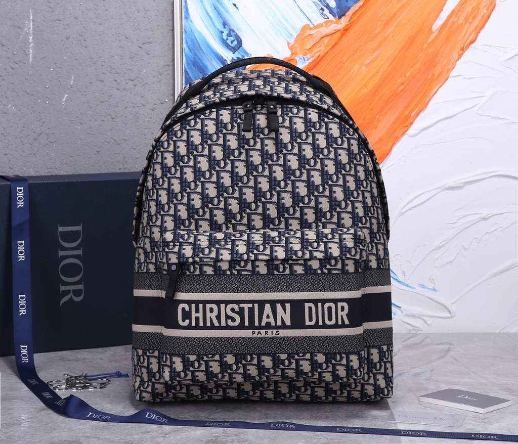 Dior M6104 DiorTravel Backpack Blue Oblique Jacquard - Default Title - View 1