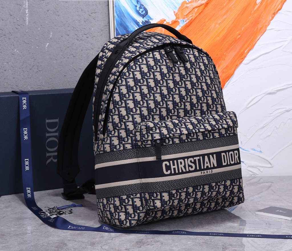 Dior M6104 DiorTravel Backpack Blue Oblique Jacquard - Default Title - View 2
