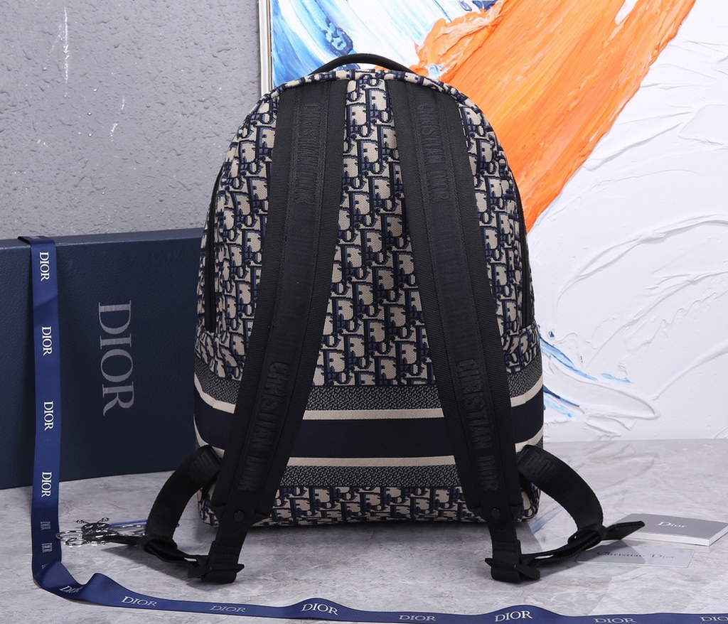 Dior M6104 DiorTravel Backpack Blue Oblique Jacquard - Default Title - View 3