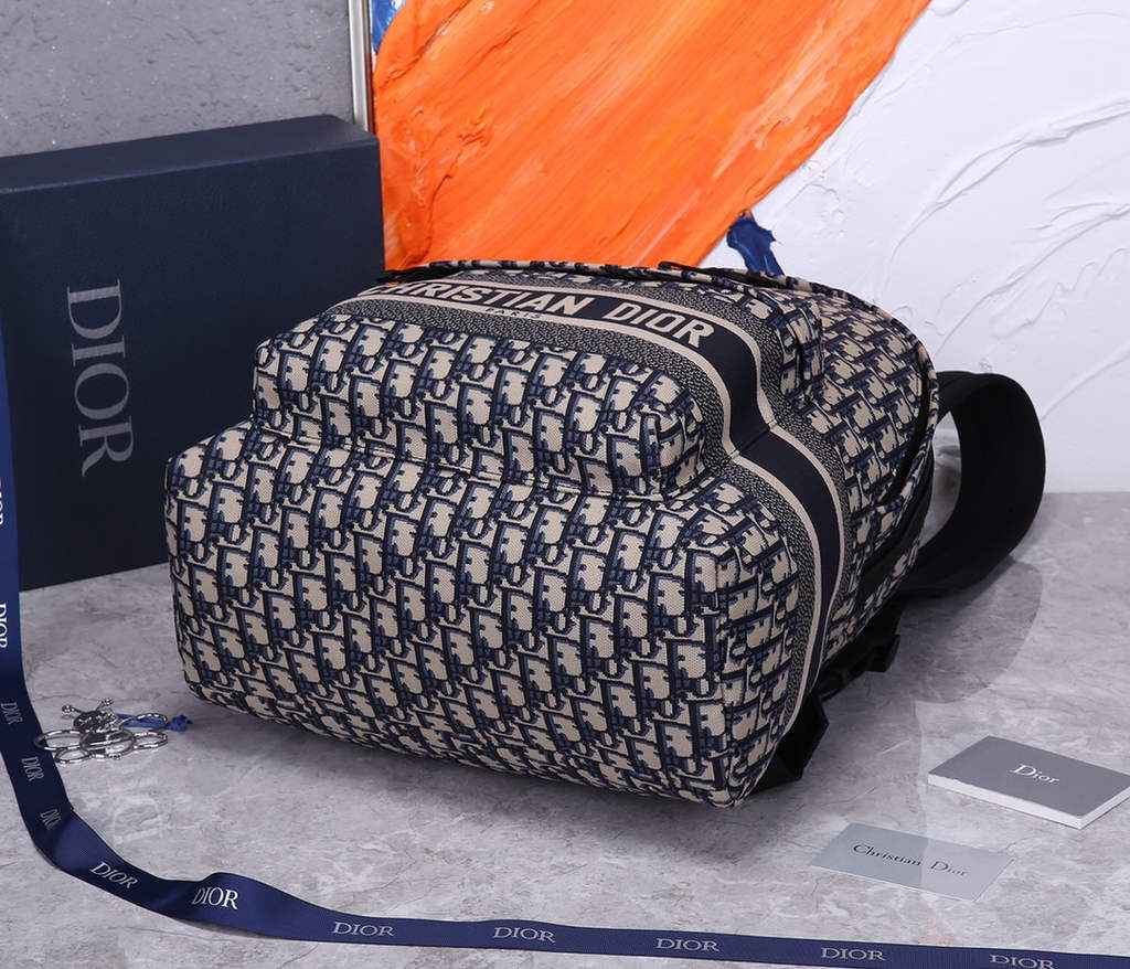 Dior M6104 DiorTravel Backpack Blue Oblique Jacquard - Default Title - View 4