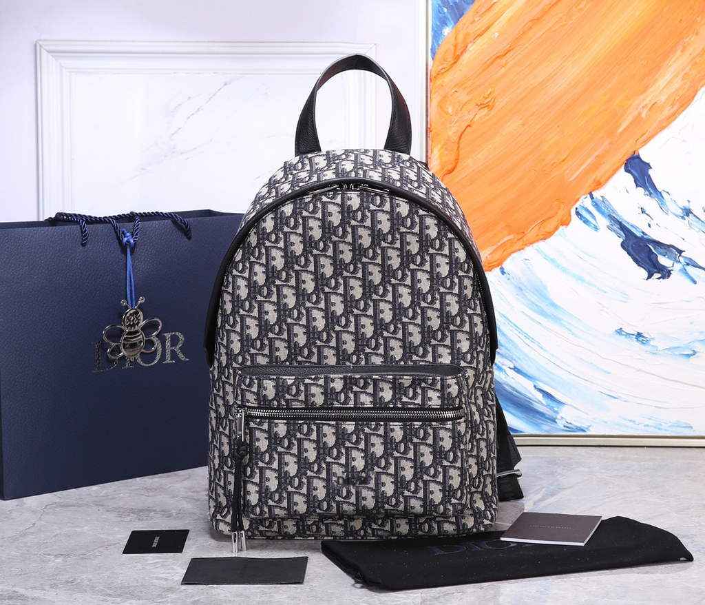 Dior M6104 DiorTravel Small Backpack Blue Oblique Jacquard - Default Title - View 1