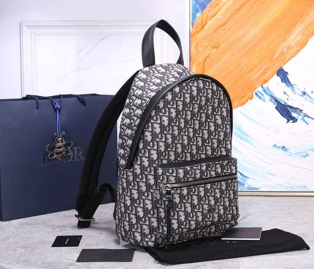 Dior M6104 DiorTravel Small Backpack Blue Oblique Jacquard - Default Title - View 2