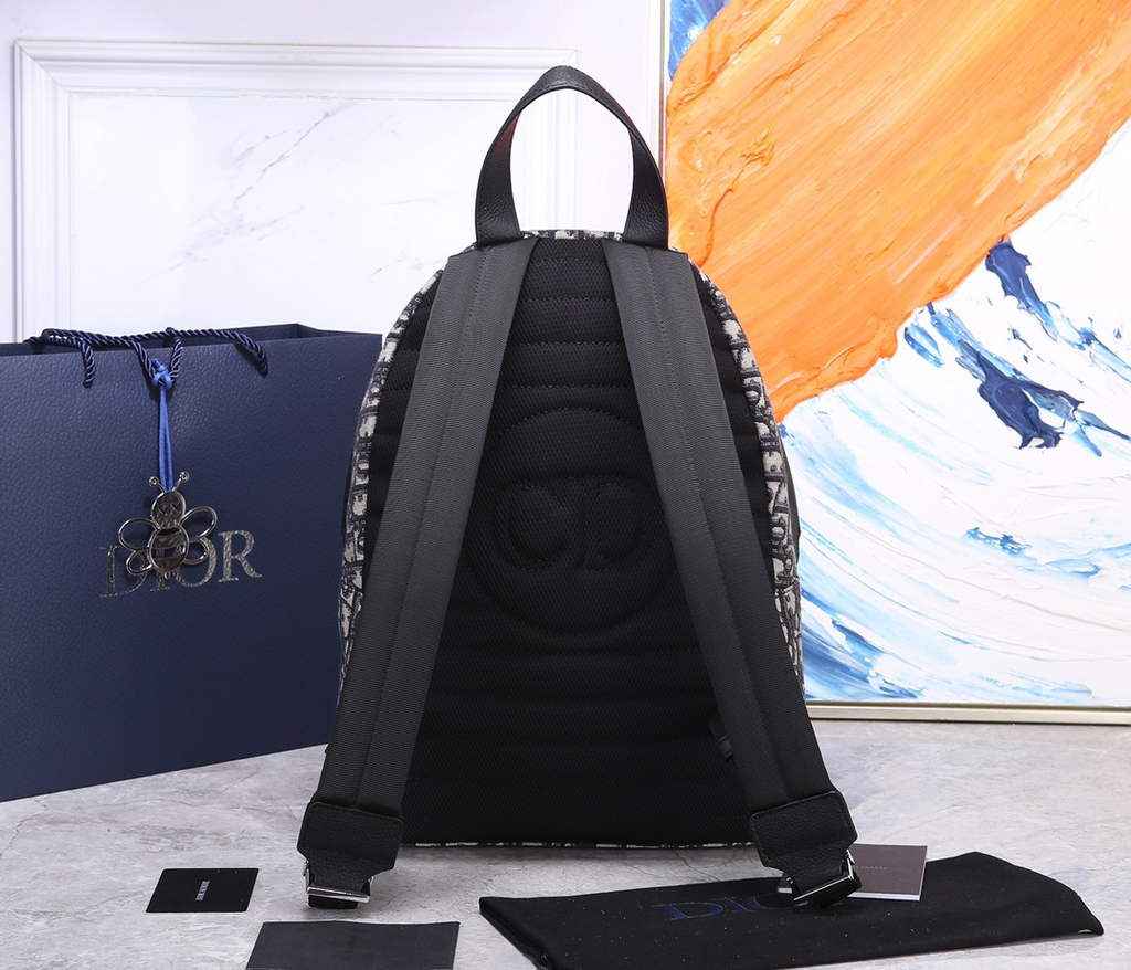 Dior M6104 DiorTravel Small Backpack Blue Oblique Jacquard - Default Title - View 3