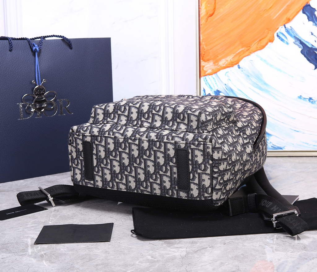 Dior M6104 DiorTravel Small Backpack Blue Oblique Jacquard - Default Title - View 6