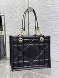 Dior M8721 Medium Essential Tote Bag Black Archicannage Calfskin