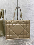 Dior M8722 Large Essential Tote Bag Hazelnut Archicannage Calfskin