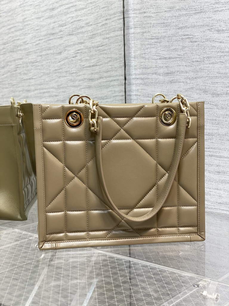 Dior M8721 Medium Essential Tote Bag Hazelnut Archicannage Calfskin - Default Title - View 2