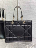 Dior M8722 Large Essential Tote Bag Black Archicannage Calfskin