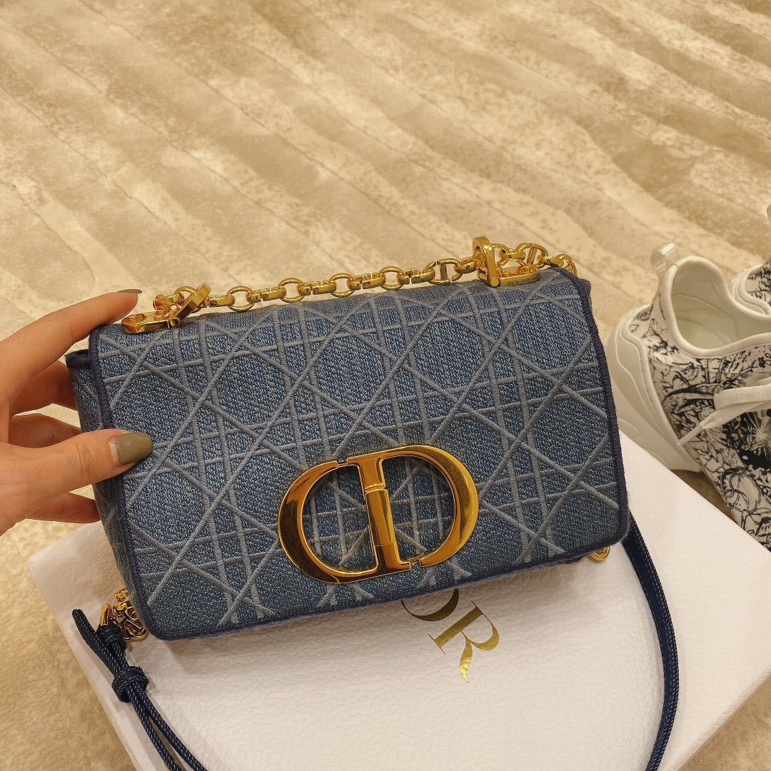 Dior M9241 Small Caro Shoulder Bag Calfskin Blue - Default Title - View 1